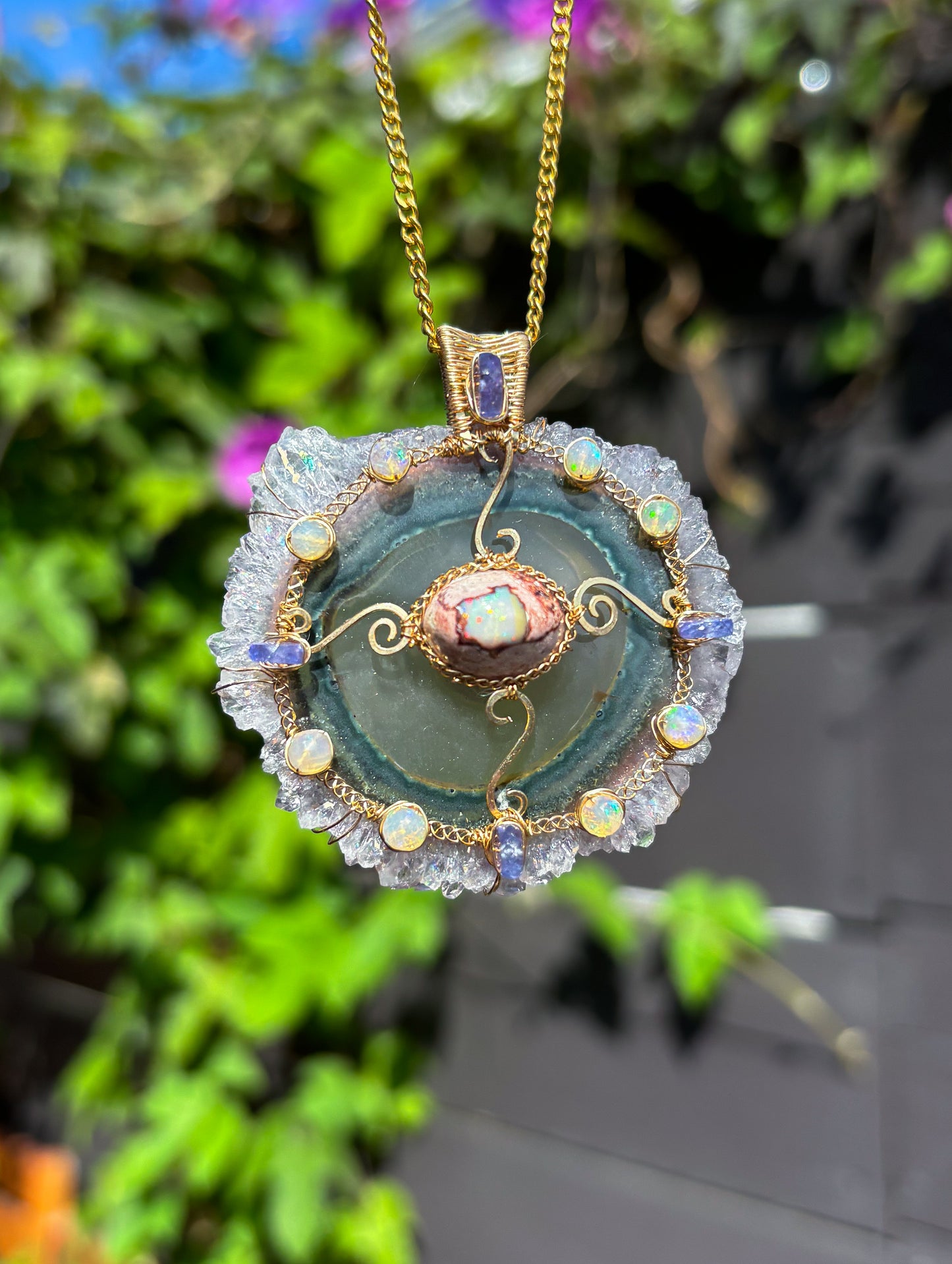 Amethyst Stalactite Slice Pendant