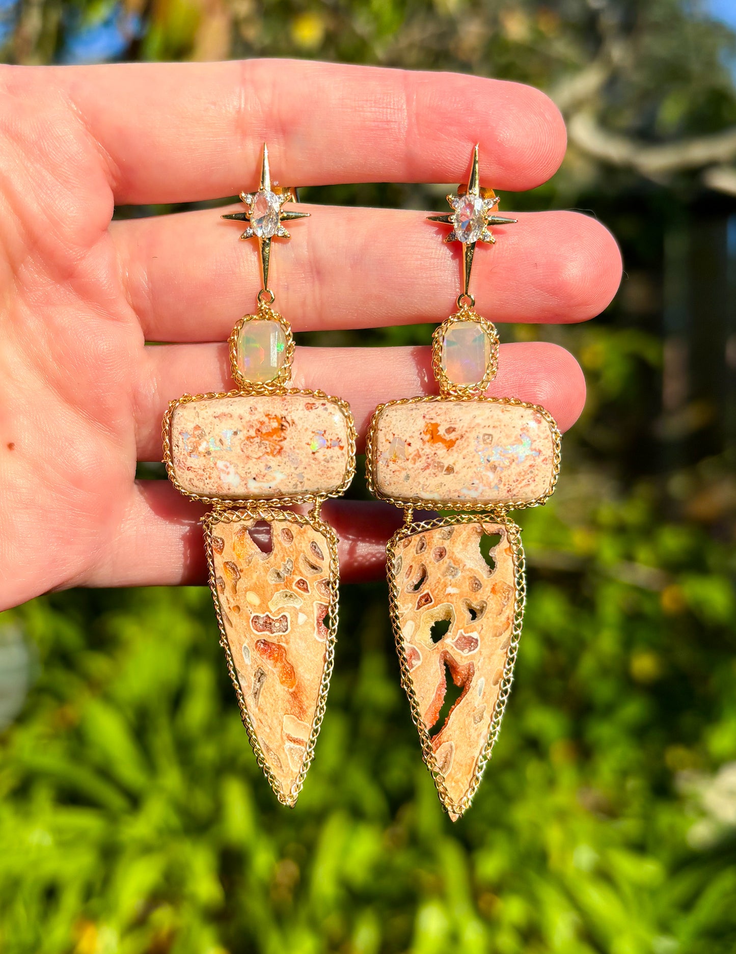 Glowing Gem Layered Earrings
