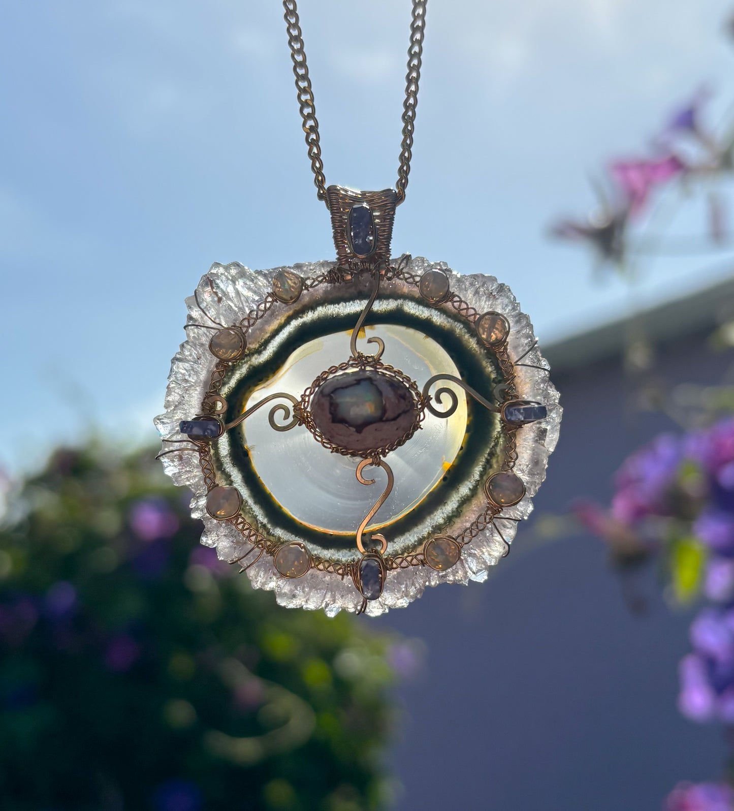Amethyst Stalactite Slice Pendant