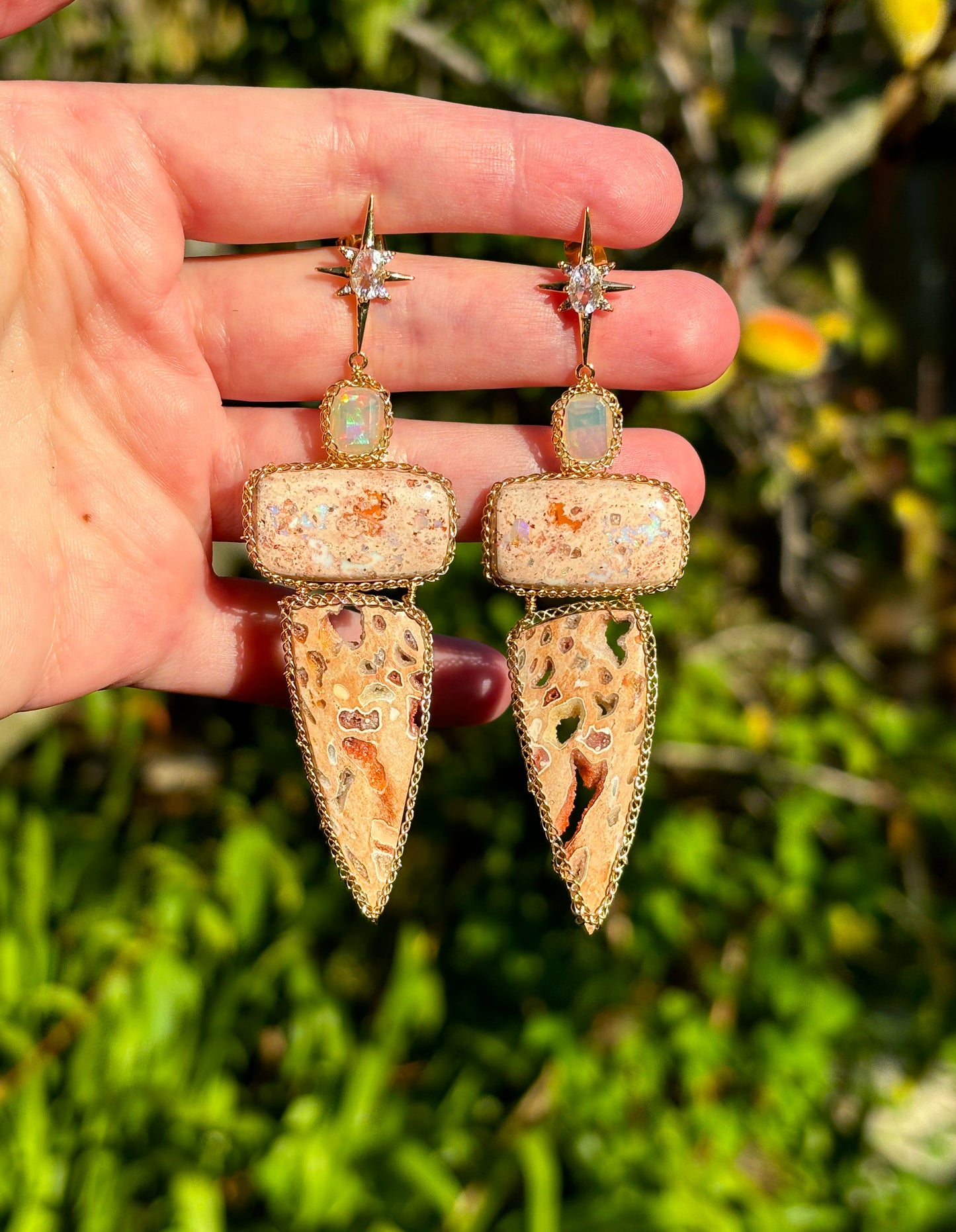 Glowing Gem Layered Earrings