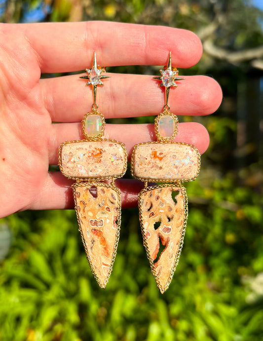 Glowing Gem Layered Earrings