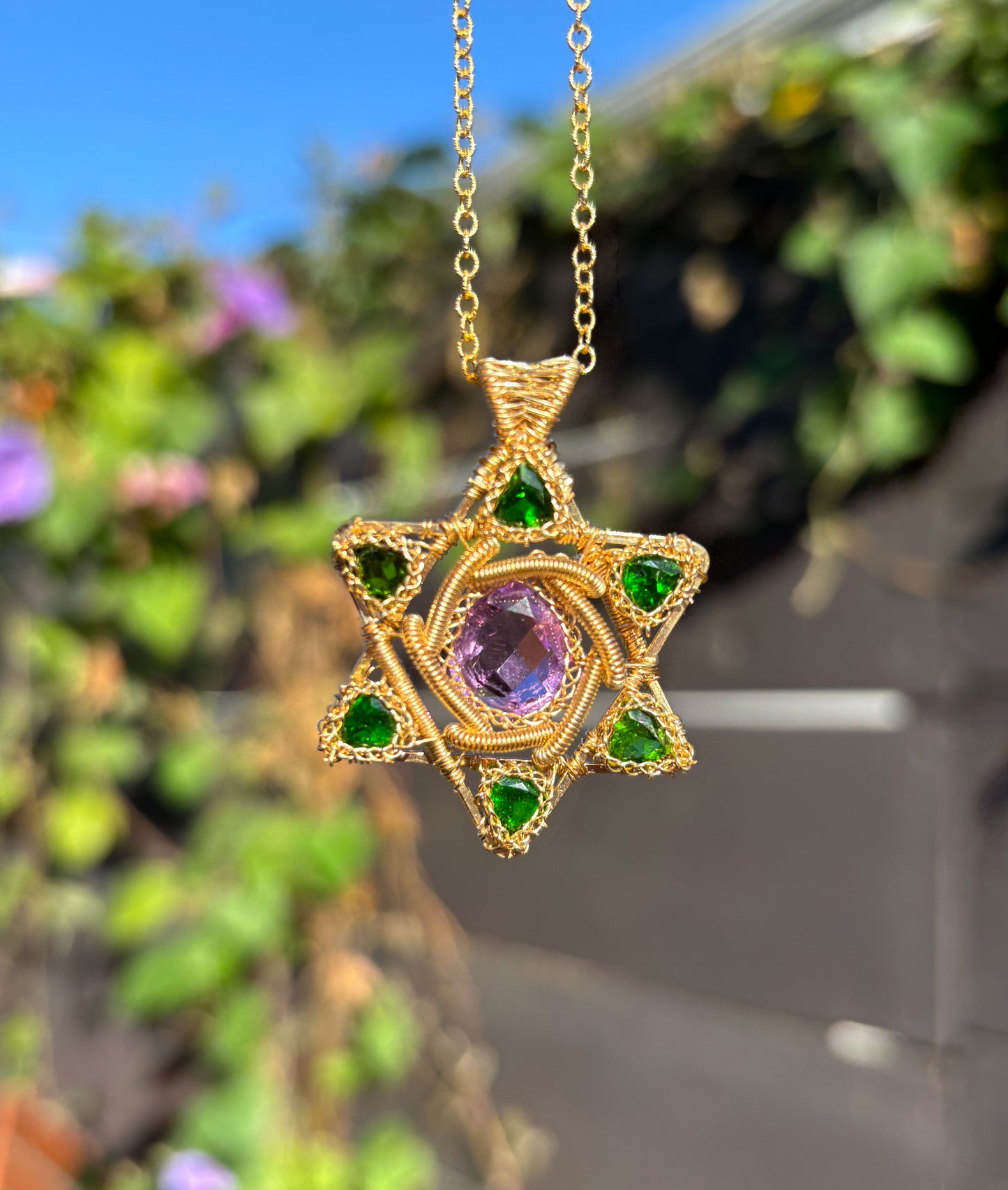 Chrome Diopside and Amethyst Magen David