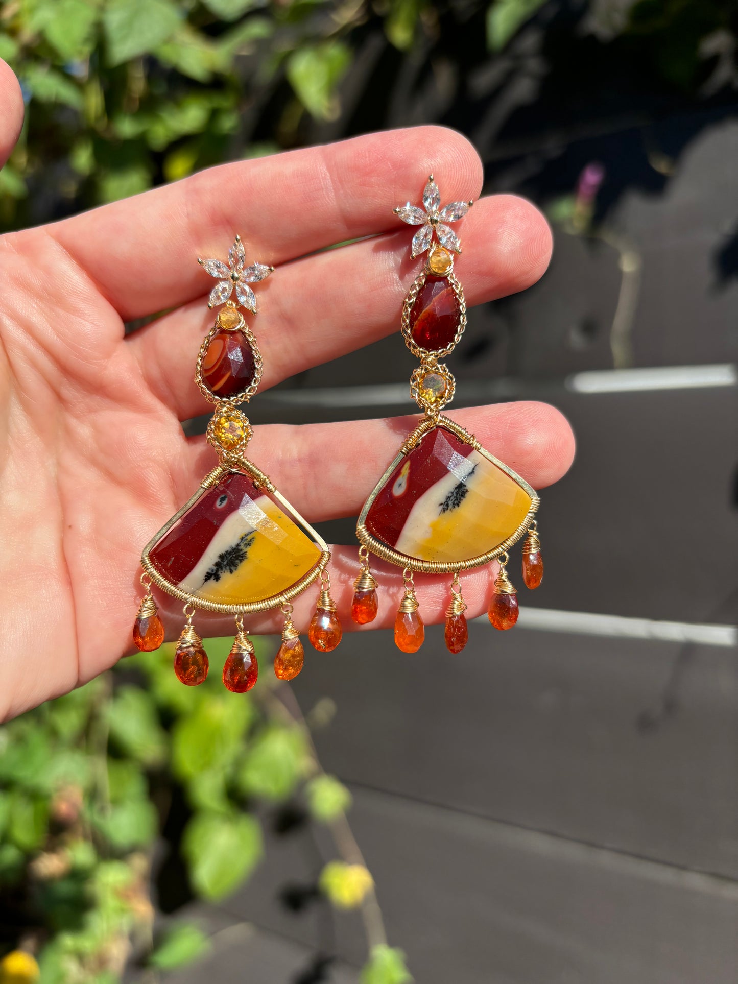 Jasper and Fire Opal Earrings