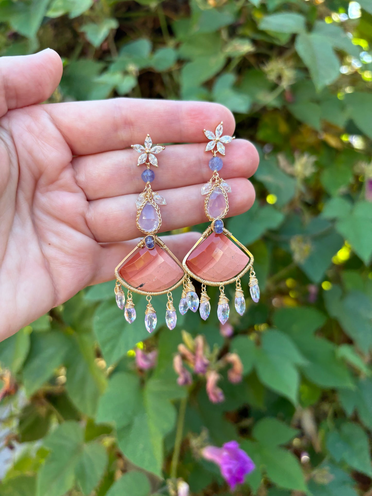 Jasper and Lavender Quartz Earrings