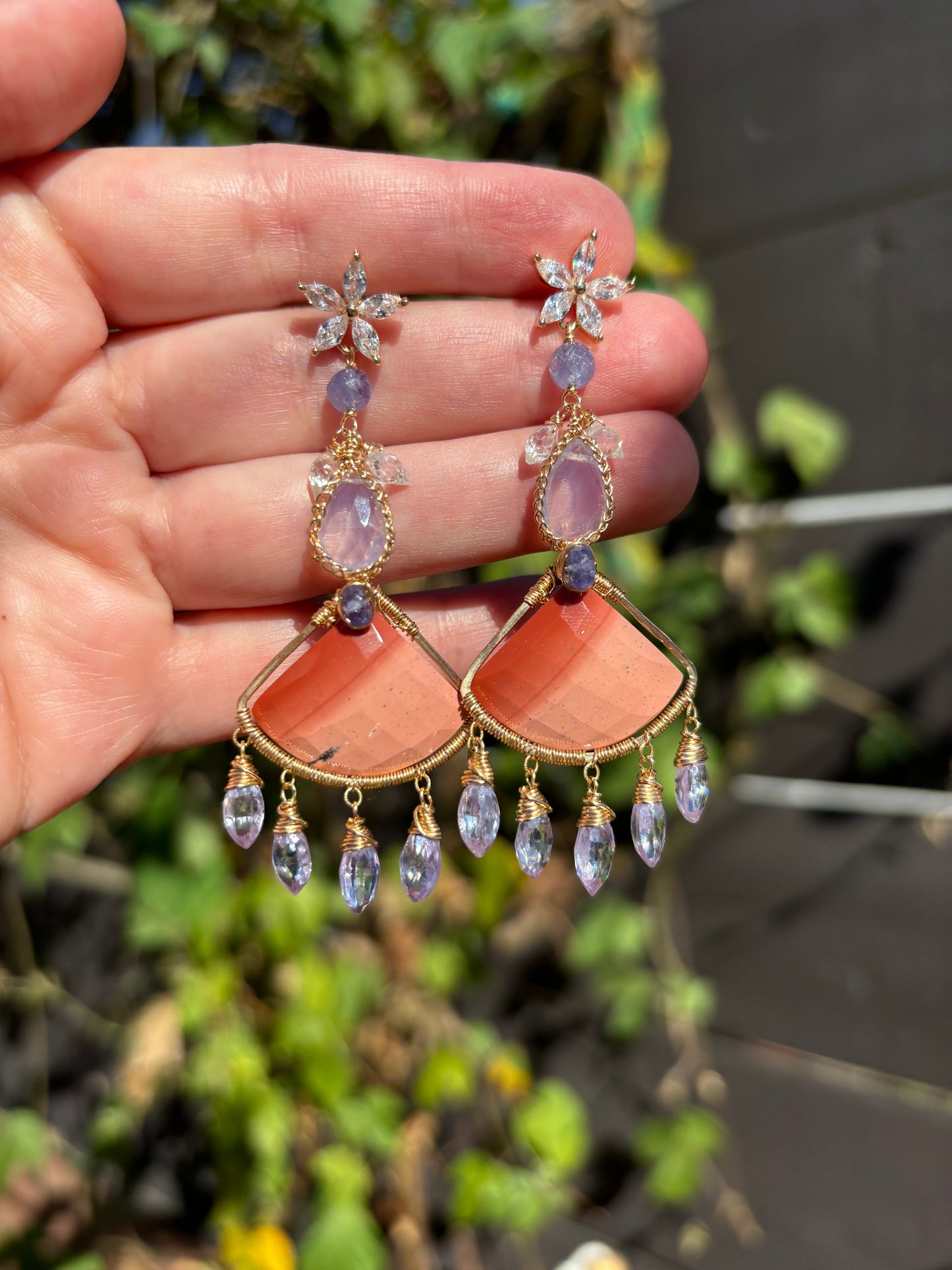 Jasper and Lavender Quartz Earrings