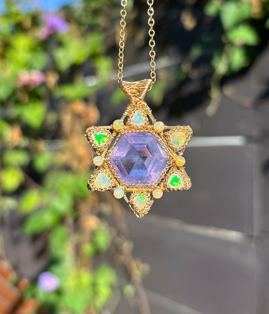 Opal and Opalized Amethyst Magen David