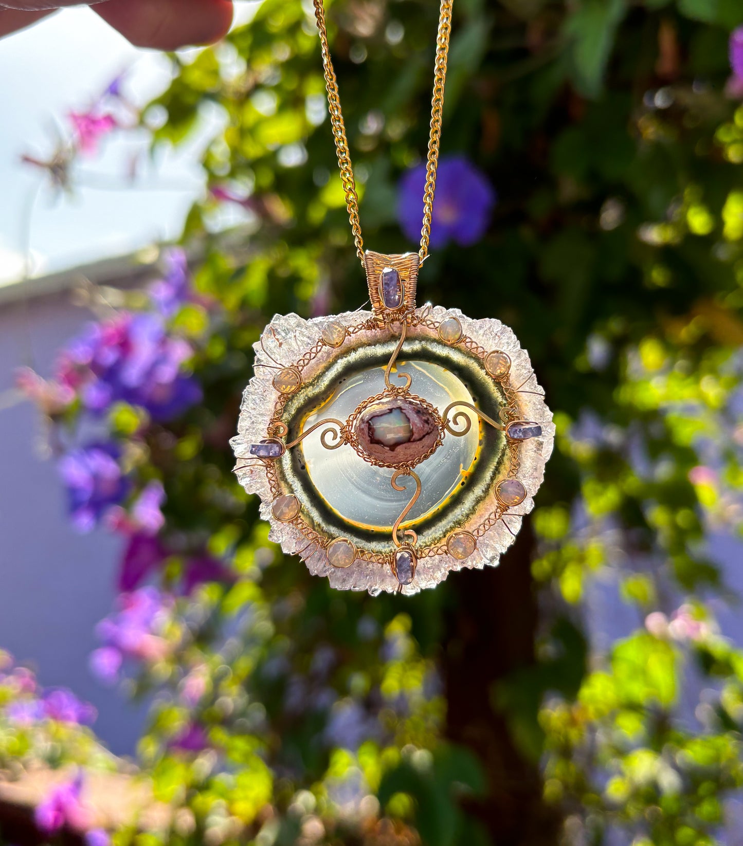 Amethyst Stalactite Slice Pendant