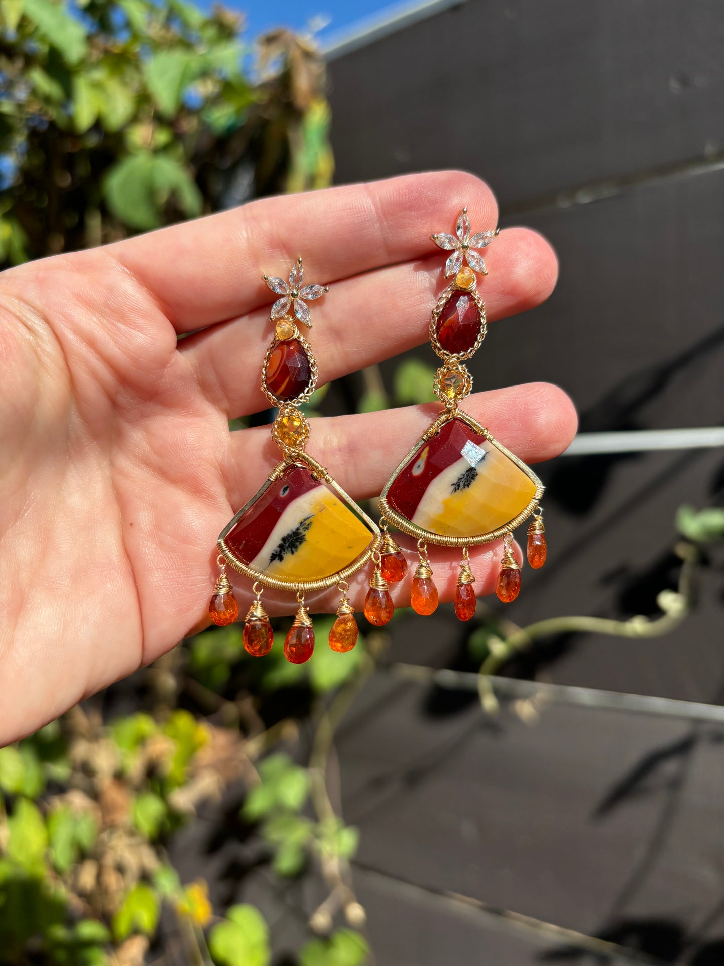 Jasper and Fire Opal Earrings