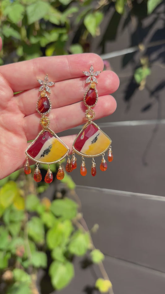 Jasper and Fire Opal Earrings